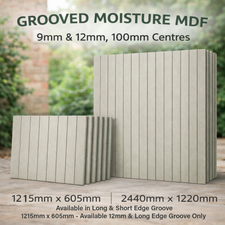 V. GROOVE - 1215mm x 605mm x 12mm ONLY - MDF MR. (PACK OF 4)
