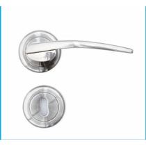 MONZA  LEVER ON ROSE SATIN CHROME DOOR SET WITH ESCHUCHEON  (COMPLETE)